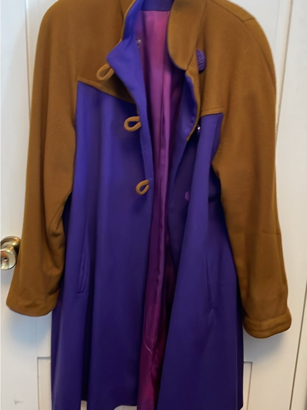 Womens Purple and Brown Two-Tone Coat xl